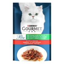 GOURMET Perle, mini fileji v omaki, govedina in korenje, mokra hrana za mačke