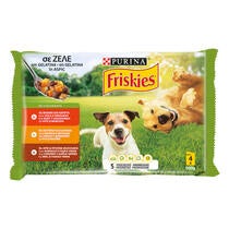 Friskies® ADULT, mešan izbor, govedina in korenje/piščanec in grah/jagnjetina in zeleni fižol v želeju, mokra hrana za pse