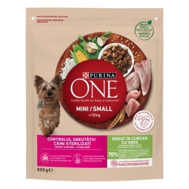 PURINA ONE® Mini Weight Control, Puran in riž, suha hrana za pse