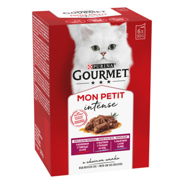 GOURMET Mon Petit, Mešan izbor, Govedina, Teletina in jagnjetina, mokra hrana za mačke