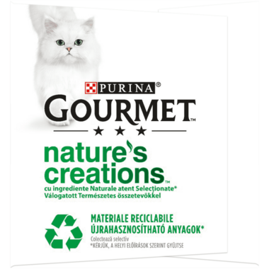 Gourmet™ Nature’s Creations, Recepti navdahnjeni z naravo, Piščanec s špinačo in paradižnikom, mokra hrana za mačke