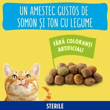 Friskies® Sterilized, losos in zelenjava, suha hrana za mačke