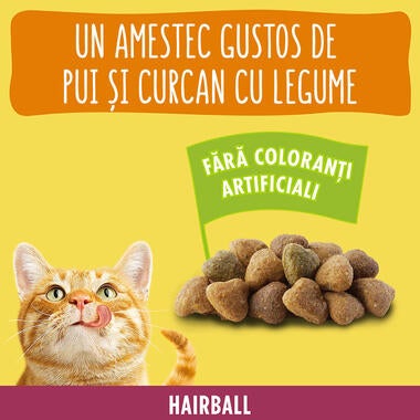 Friskies® Hairball, piščanec in zelenjava, suha hrana za mačke