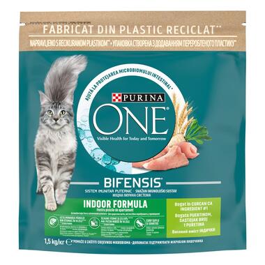 PURINA ONE® INDOOR, z bogato vsebnostjo purana in polnozrnatih žitaric, suha hrana za mačke